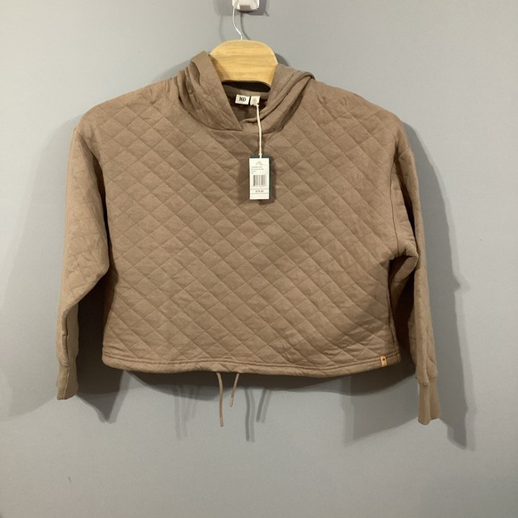tentree Tops - tentree W Quilted Hoodie Fossil Brown Cropped Sweatshirt XL TCW5388-2764 NEW